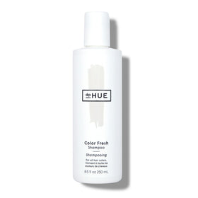 dpHUE Color Fresh Shampoo bottle pour shows color-safe cleansing and vibrant shine.
