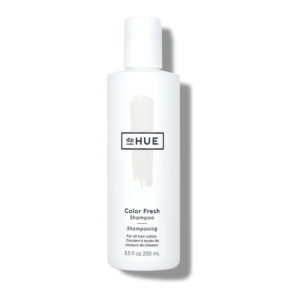 dpHUE Color Fresh Shampoo bottle pour shows color-safe cleansing and vibrant shine.