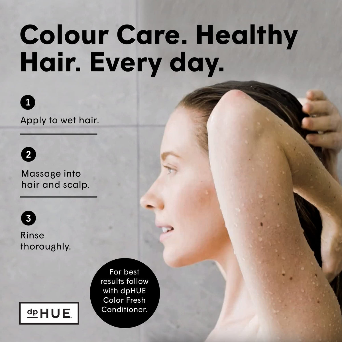 Shampoo lather demonstrates silky feel while protecting color between salon visits.