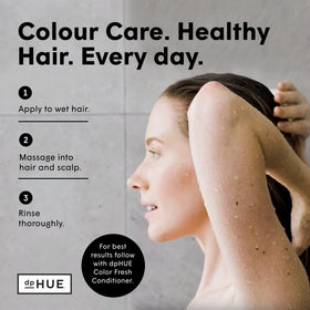 Shampoo lather demonstrates silky feel while protecting color between salon visits.