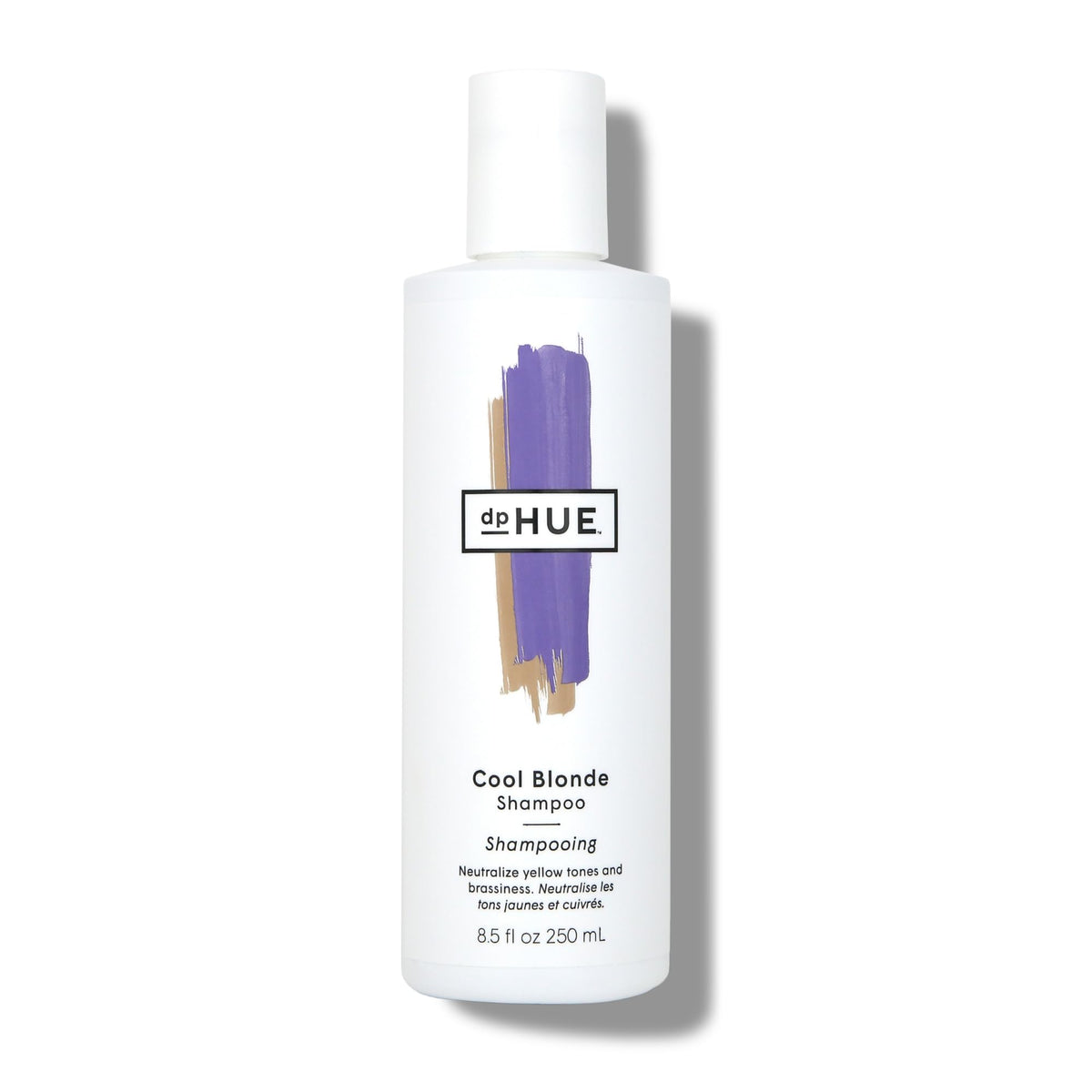 dpHUE Cool Blonde Shampoo bottle pour with violet pigments to reduce brassiness