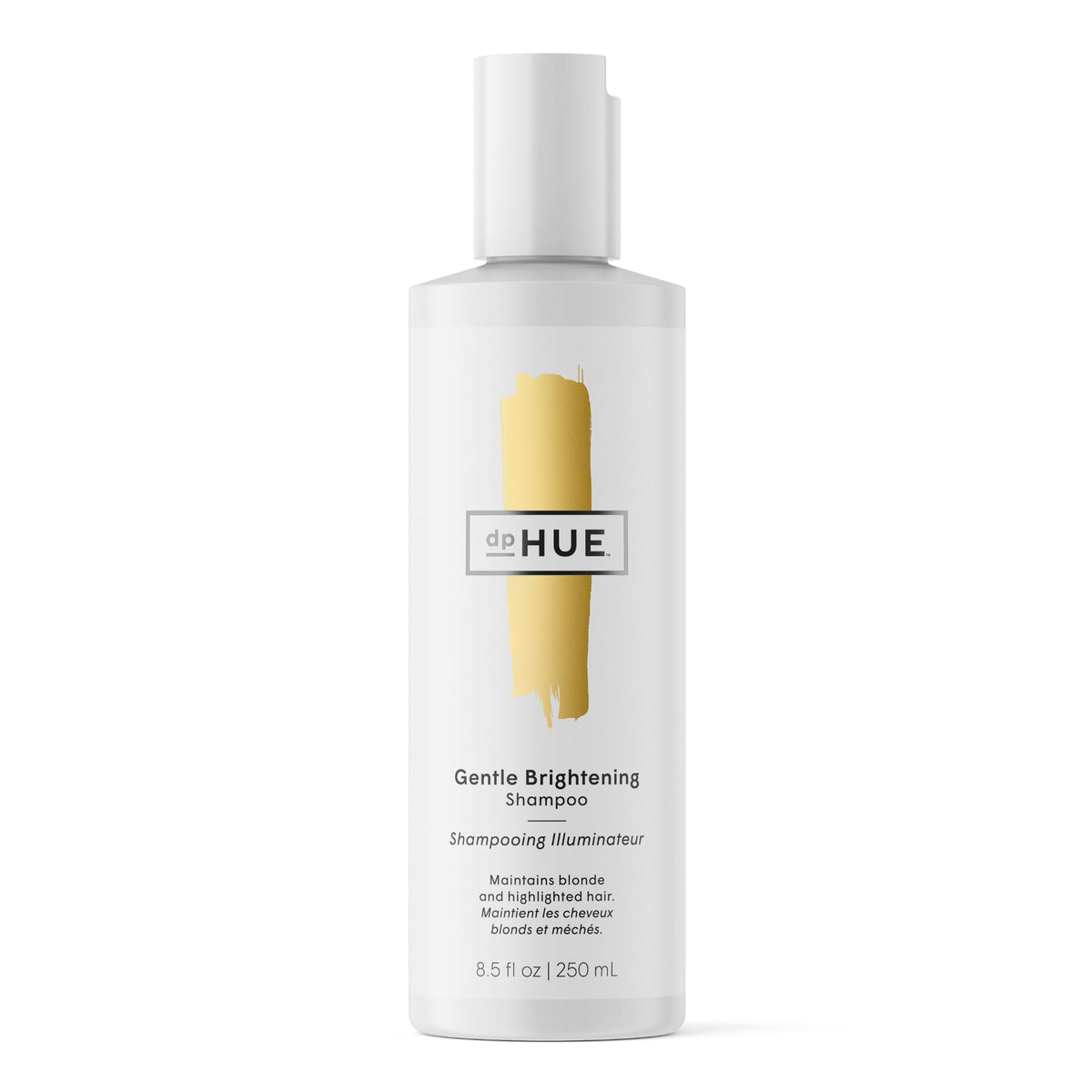 dpHUE Gentle Brightening Shampoo bottle pour cleanses while brightening highlights.