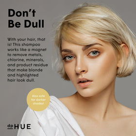 dpHUE Gentle Brightening Shampoo color-safe formula protects color while cleansing.