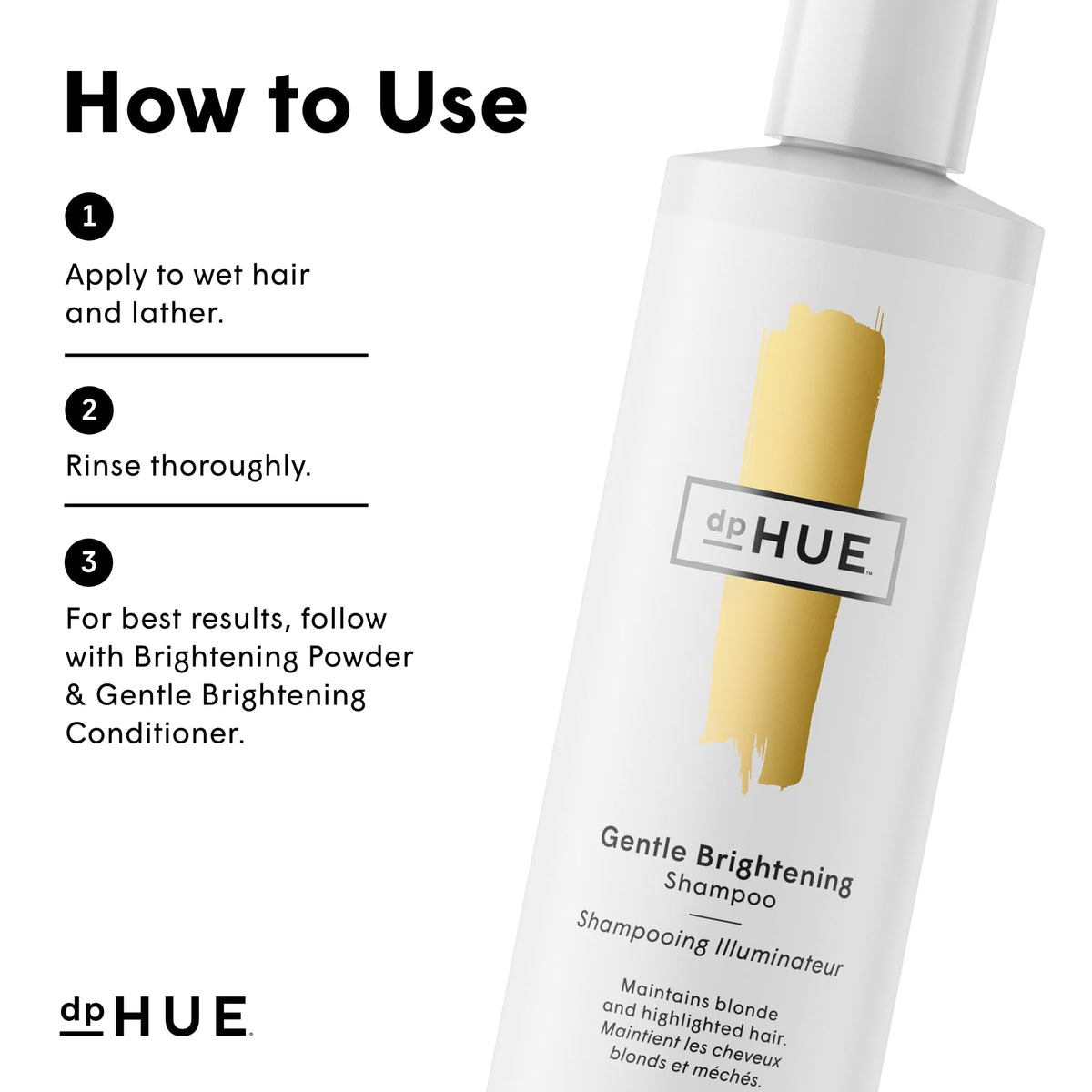 dpHUE Gentle Brightening Shampoo vegan cruelty-free care for hair.