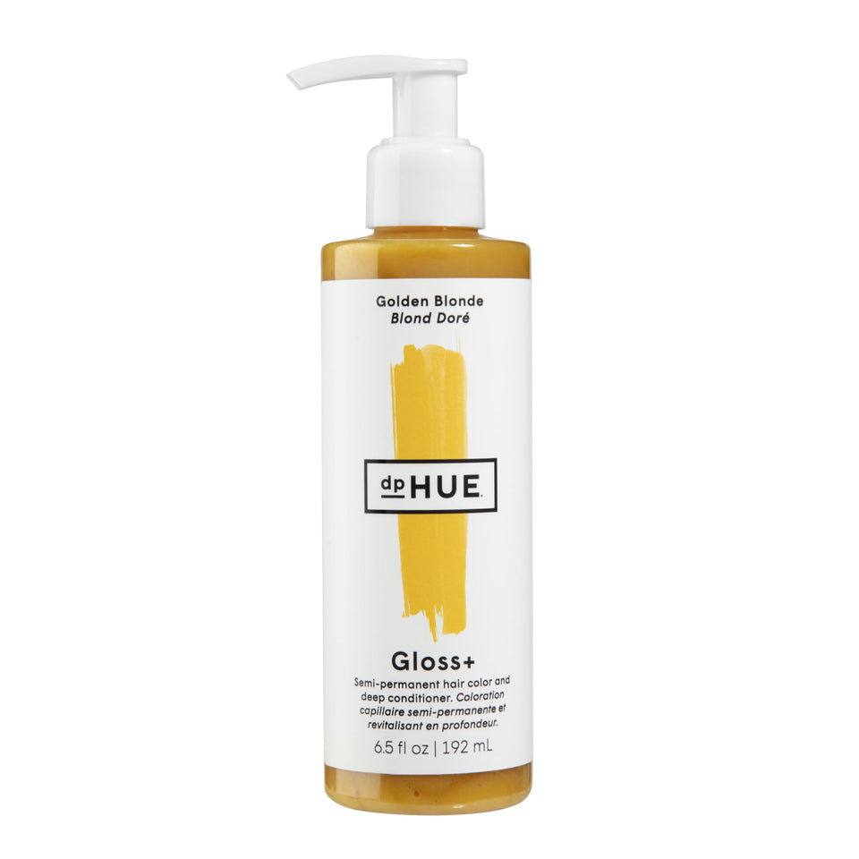 dpHUE Gloss+ Golden Blonde bottle pour for a warm, multi-dimensional blonde finish.