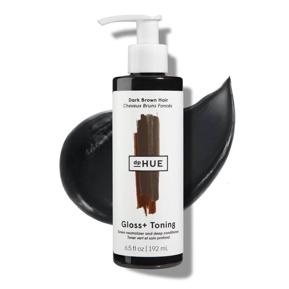 dpHUE Gloss+ Green bottle pour neutralizing brass on dark hair