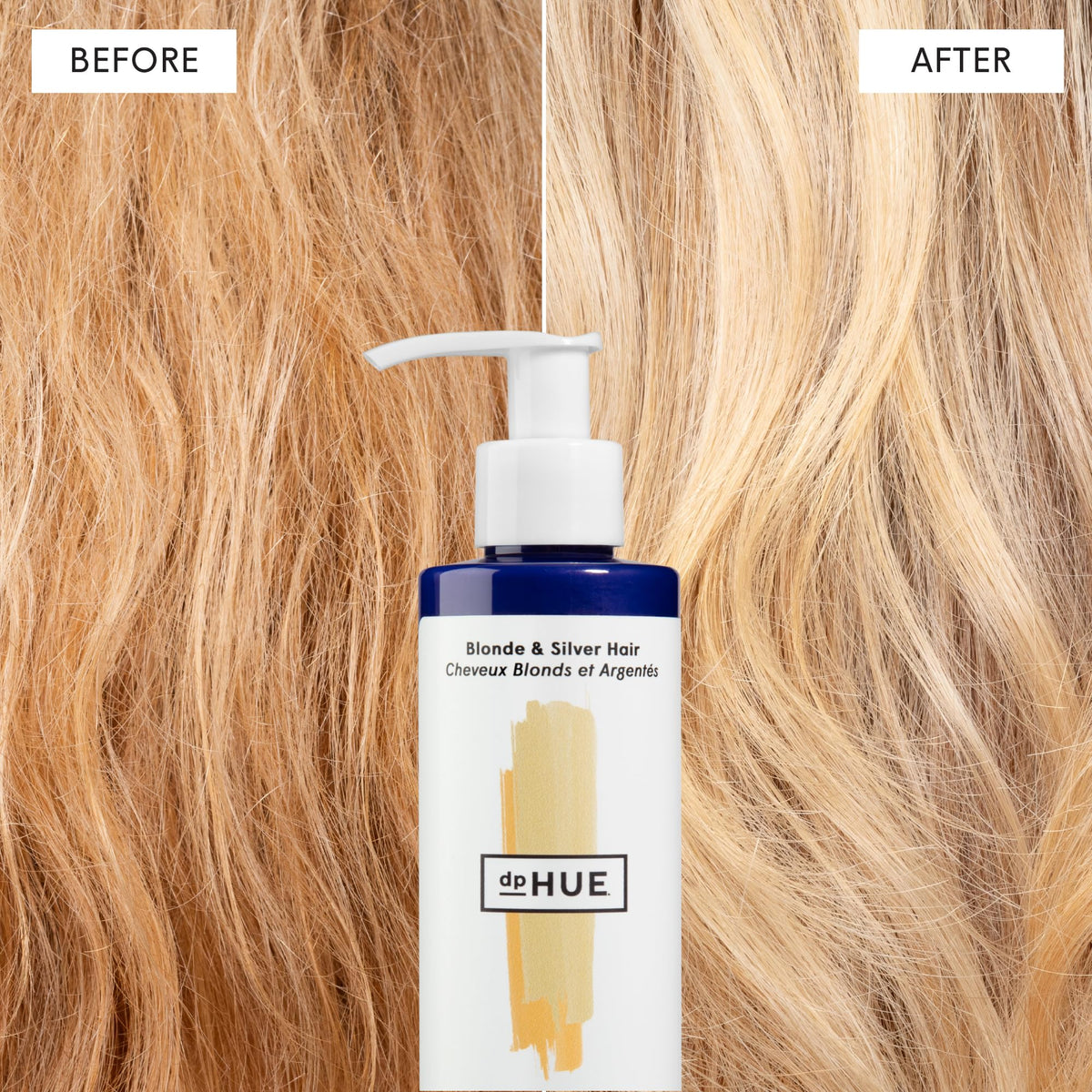 dpHUE Gloss+ Toning Purple hair swatches demonstrate brass neutralization on blondes