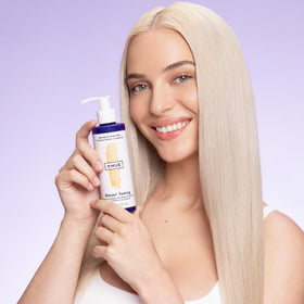 dpHUE Gloss+ Toning Purple packaging highlights vegan, Leaping Bunny certified formula