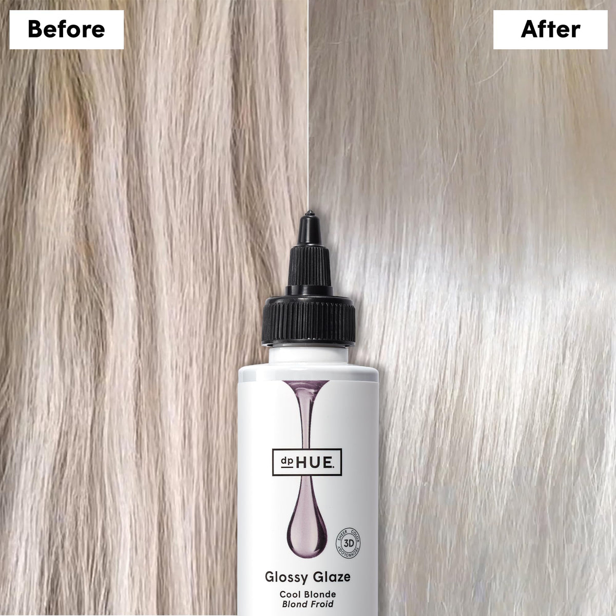 dpHUE Glossy Glaze Cool Blonde being applied from mid-lengths to ends
