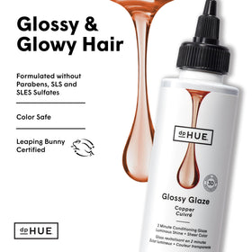 dpHUE Glossy Glaze Copper packaging label highlights certification and sulfate-free formula