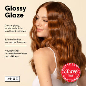 dpHUE Glossy Glaze Copper pump dispenser demonstrates quick two-minute treatment