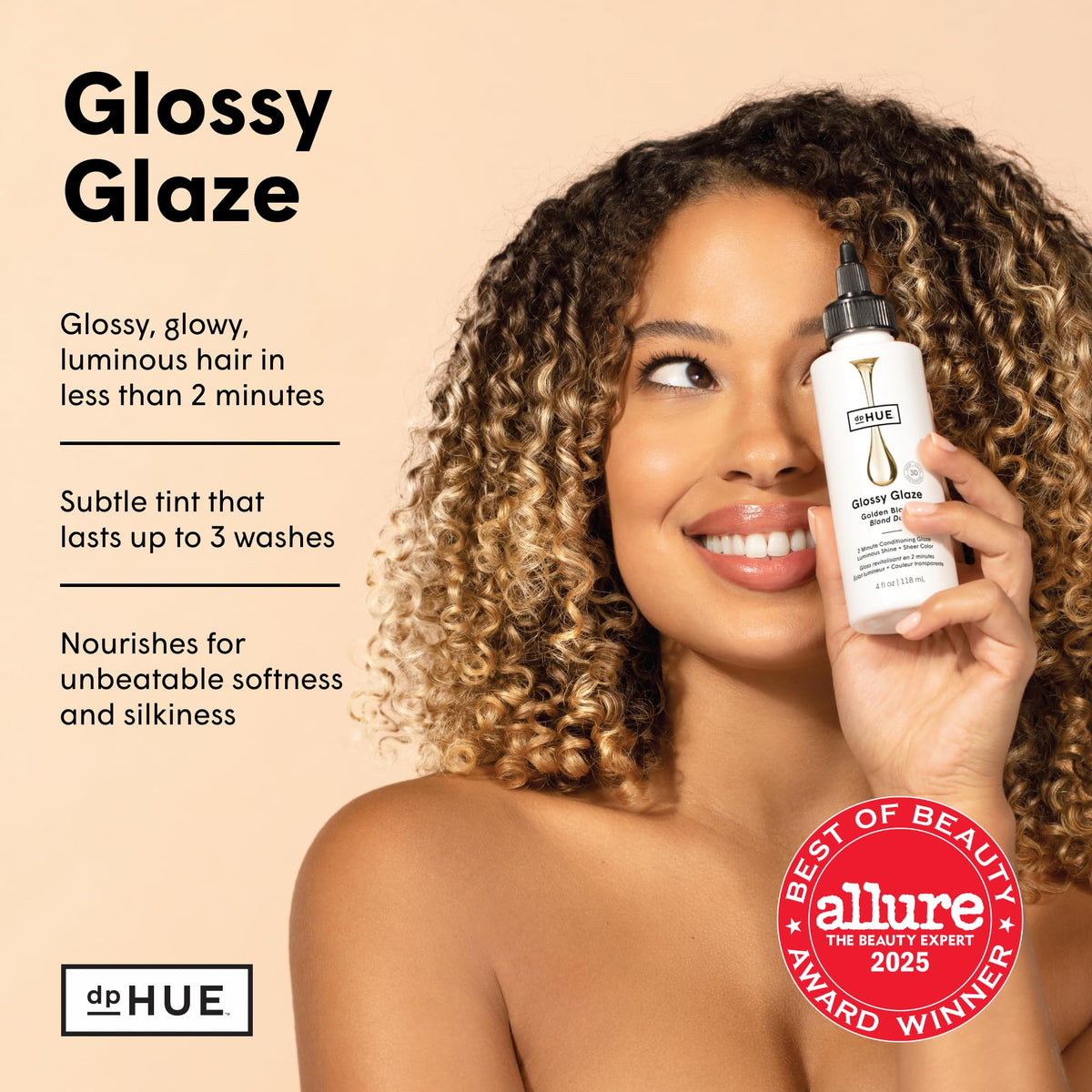 dpHUE Glossy Glaze in-shower application delivers quick gloss.