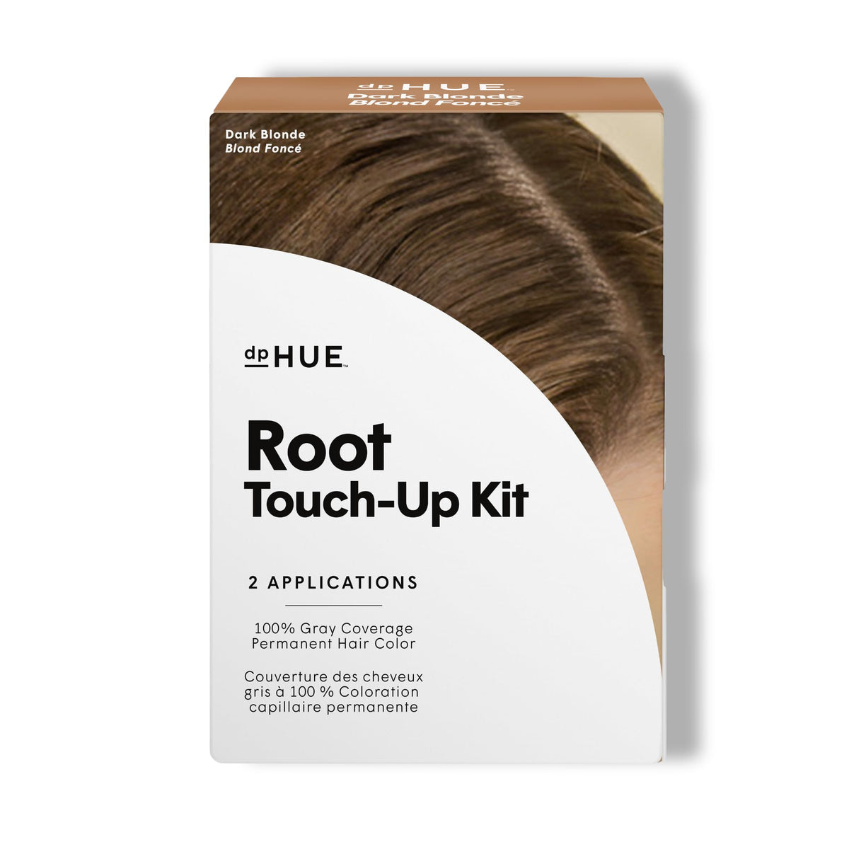 dpHUE Root Touch-Up Kit packaging with color box and tools for at-home gray coverage.