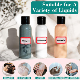 DPLASKA clear multi-use bottles hold shampoo, lotion, or sunscreen neatly