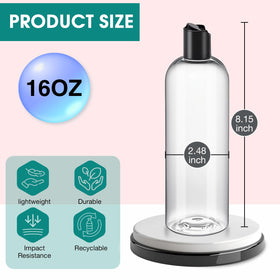 DPLASKA clear squeezable bottle ideal for shampoo and lotion storage.
