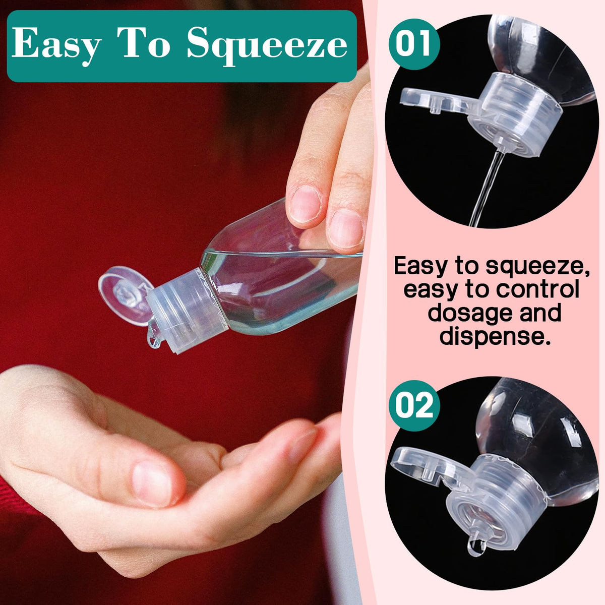 DPLASKA easy-to-squeeze travel bottles enable controlled dispensing
