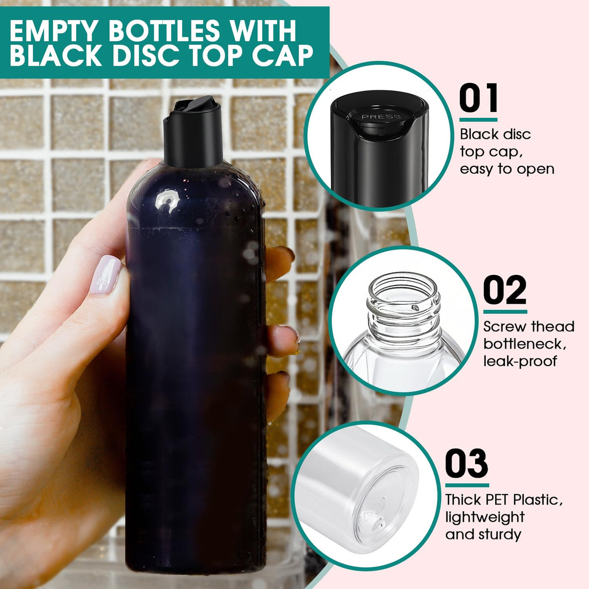 DPLASKA leak-proof disc-top cap bottle enables controlled dispensing.