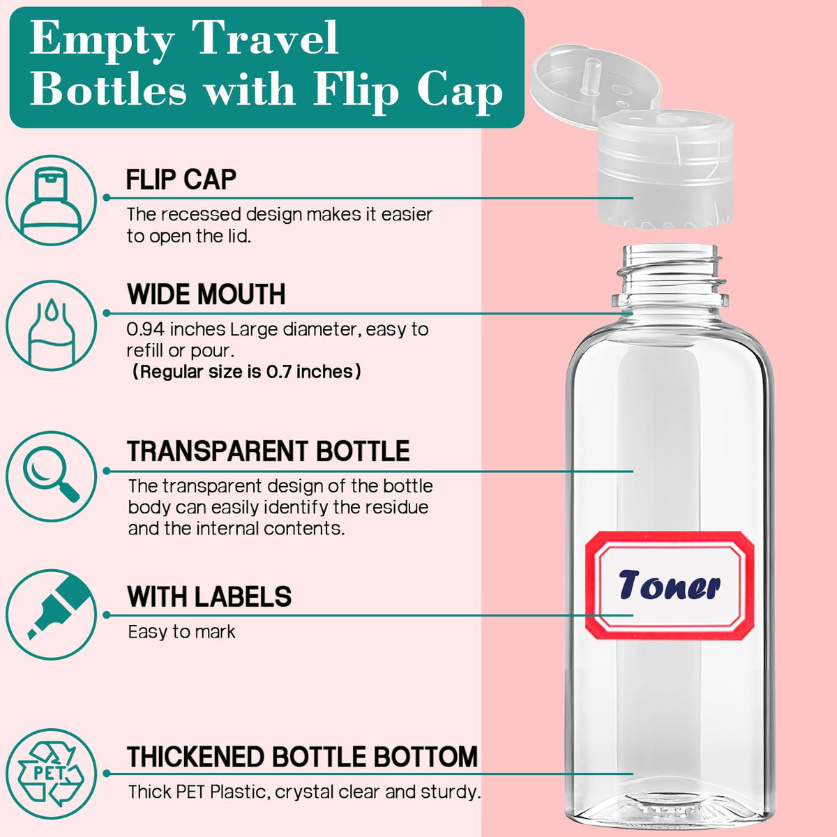 DPLASKA leakproof bottle mouth and flip cap prevent spills during travel