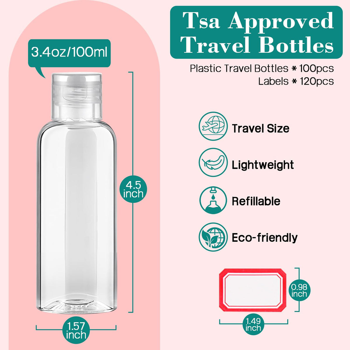 DPLASKA transparent 100 ml bottles show contents for quick identification on the go