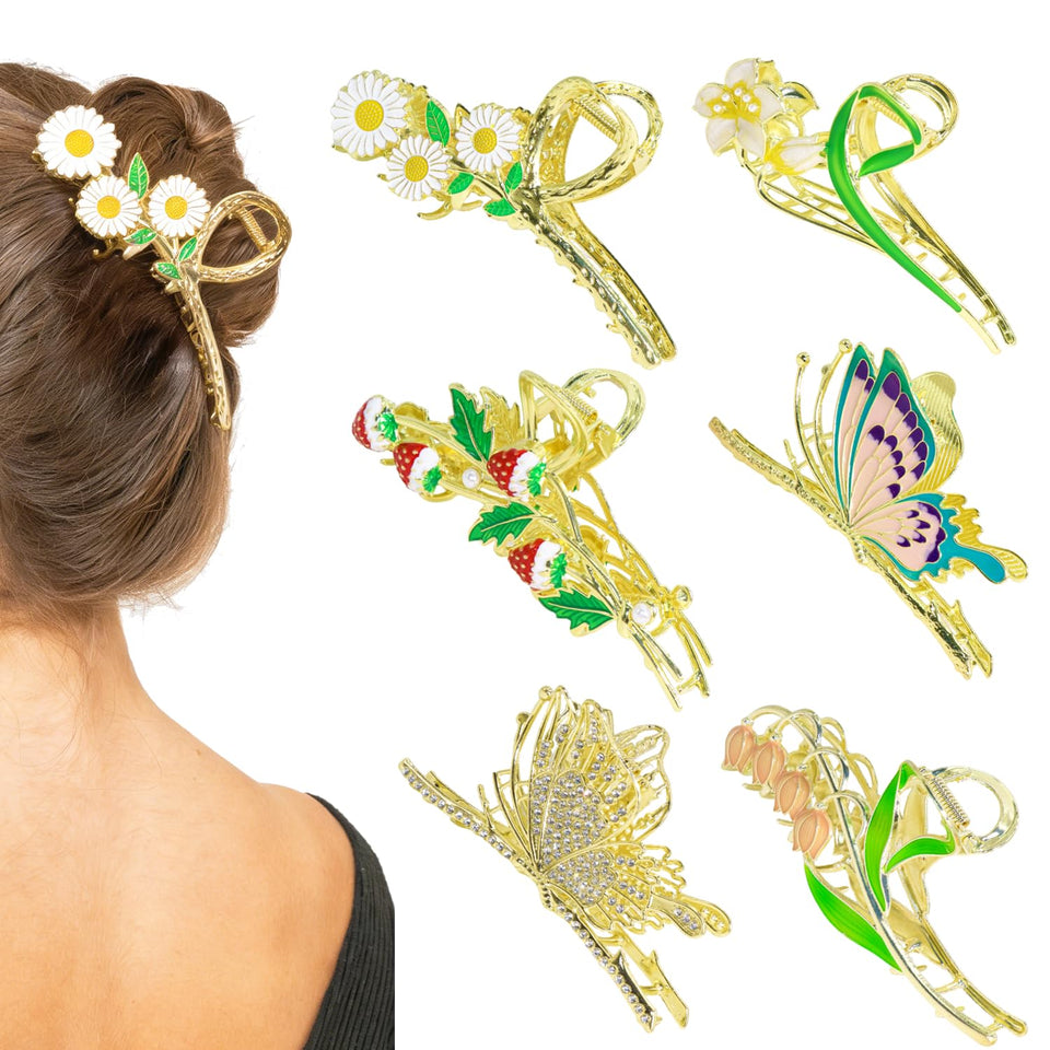 DPWCVM butterfly flower clip provides secure daily hold with subtle sparkle.