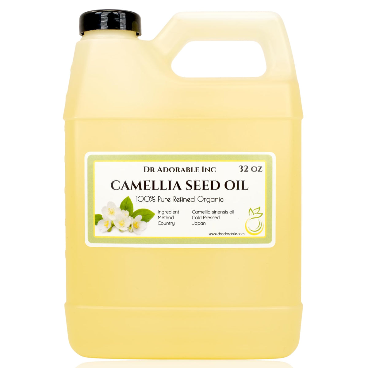 Dr Adorable Camellia Seed Oil 32oz bottle highlighting pure hydration for skin.