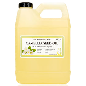 Dr Adorable Camellia Seed Oil 32oz bottle highlighting pure hydration for skin.