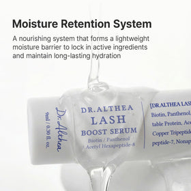 Close-up of Dr.Althea Lash Boost Serum texture showing light, non-sticky finish