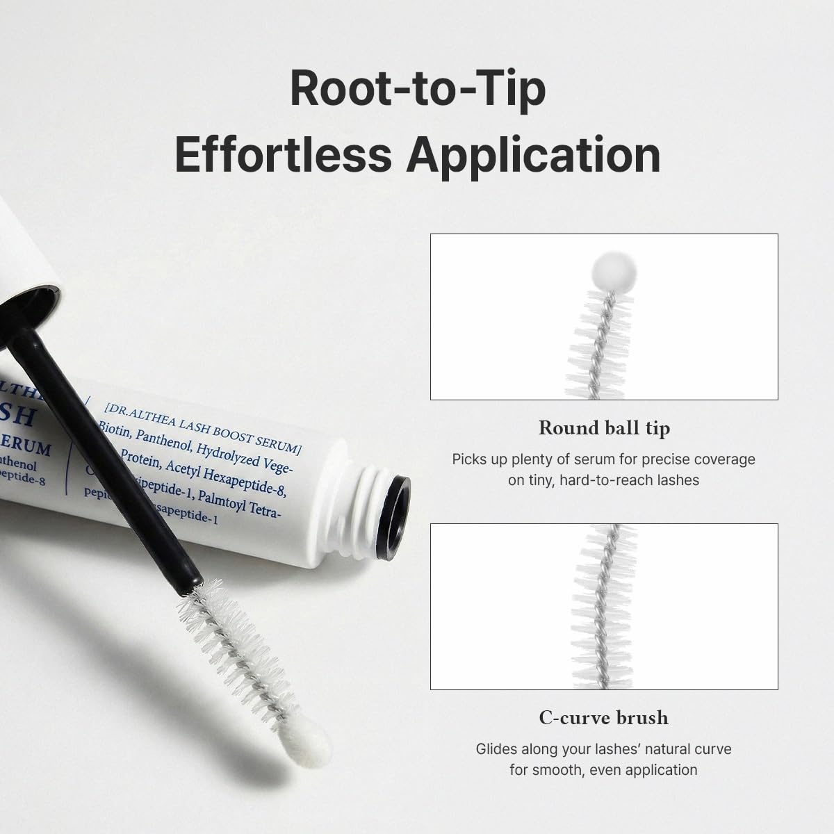 Vegan-certified Dr.Althea Lash Boost Serum label on packaging