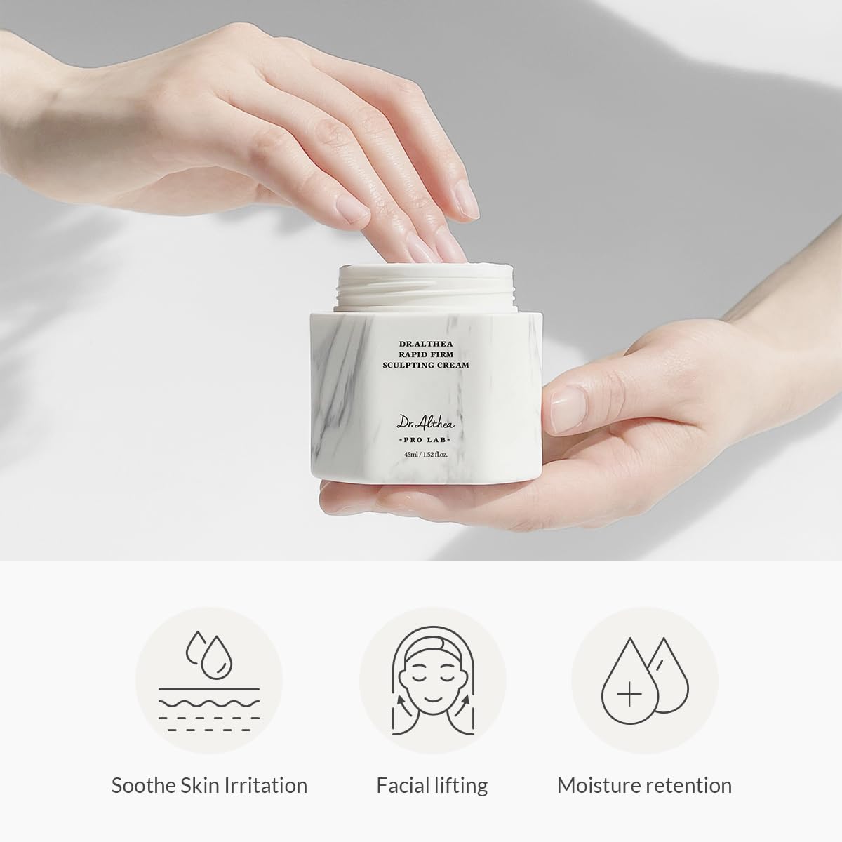 Dr.Althea Rapid Firm Sculpting Cream bottle appears sleek and non-greasy.