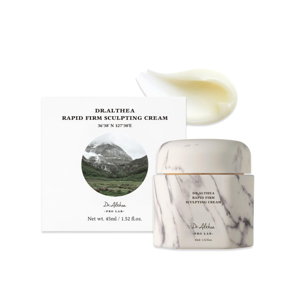 Dr.Althea Rapid Firm Sculpting Cream jar delivers rich nourishment for radiant skin.