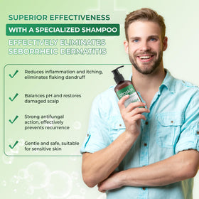 Dr. Atoskin shampoo daily-use scene suggesting gentle, non-stripping cleanse