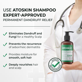 Dr. Atoskin shampoo fragrance-free formula shown for sensitive scalps