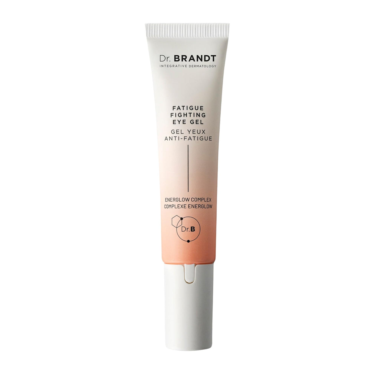 Dr. Brandt iD-STRESS eye gel with ceramic applicator delivering cooling hydration.