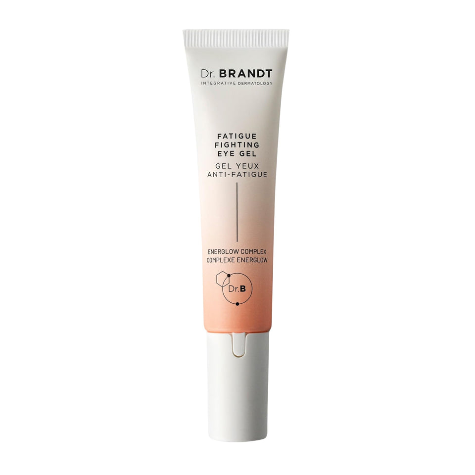 Dr. Brandt iD-STRESS eye gel with ceramic applicator delivering cooling hydration.