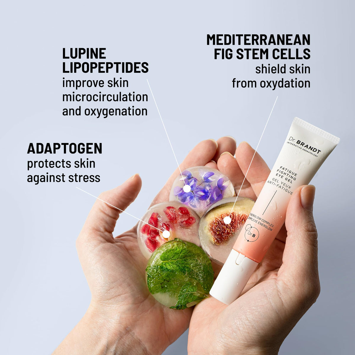 Dr. Brandt iD-STRESS's Energlow Complex supports a rested look around the eyes.