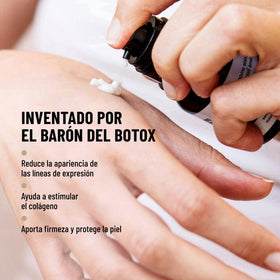Gently patting Dr. Brandt Needles No More Wrinkle Smoothing Cream into skin.