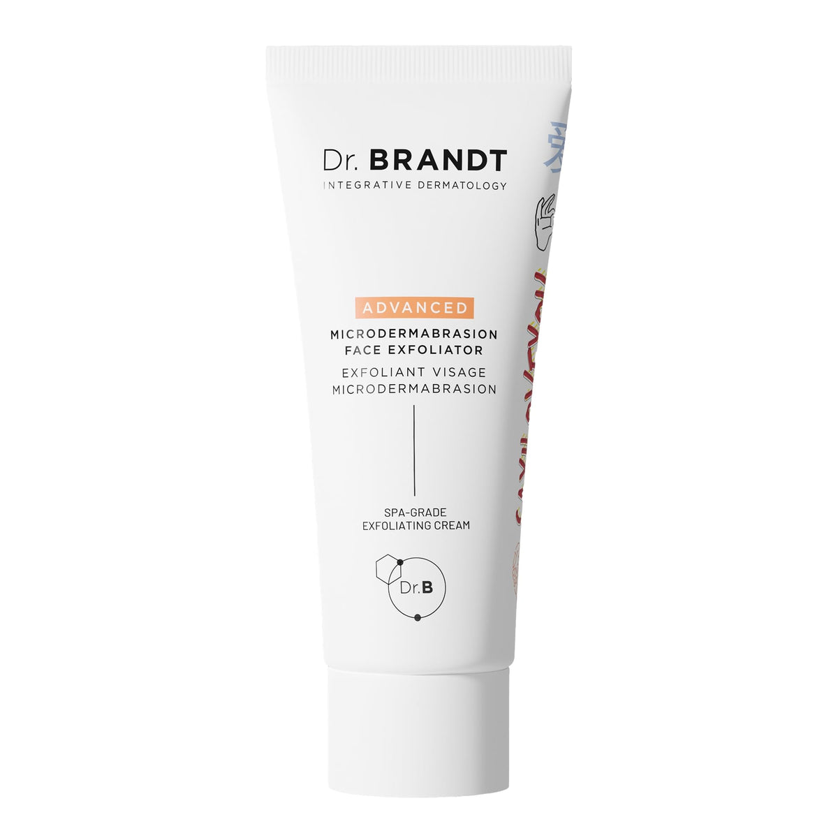 Dr. Brandt Skincare Advanced Microdermabrasion exfoliator bottle for smoother texture.