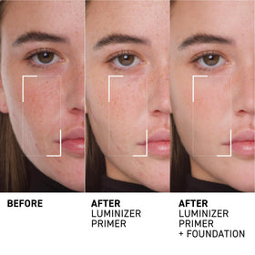 Dr. Brandt Pores No More Luminizer Primer swatch highlights silky texture for easy makeup.
