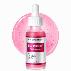 Dr. Brenner Niacinamide serum bottle with pour for brightening and even skin tone