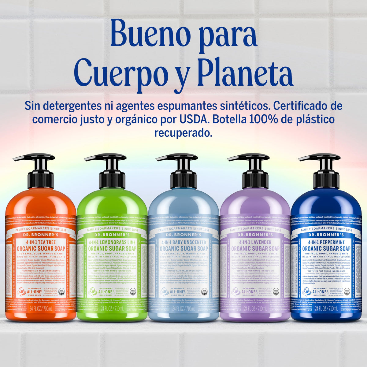 Foamy lather from Dr. Bronner's lavender sugar pump soap