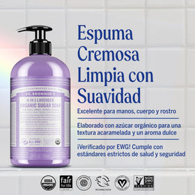 Close-up of Dr. Bronner's lavender sugar label