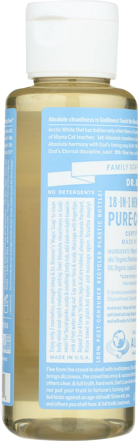 Bottle made from 100% post-consumer recycled plastic with Dr. Bronner's branding.