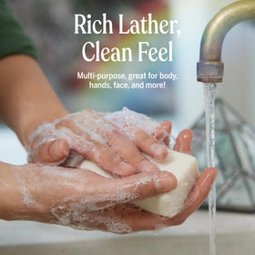 Dr. Bronner’s Almond bar soap for face application provides daily gentle cleansing.