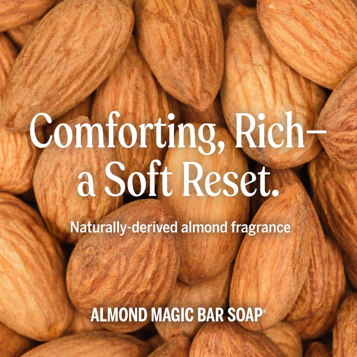 Dr. Bronner’s Almond bar soap for hair wash with light, clean scent.