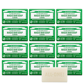 Dr. Bronner’s Almond bar soap unwrapped for gentle, nourishing cleanse.