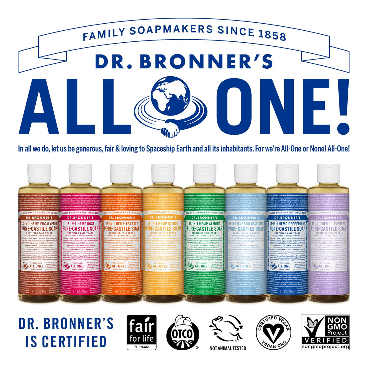 Dr. Bronner's Cherry Blossom ingredients emphasize plant-based, organic components.