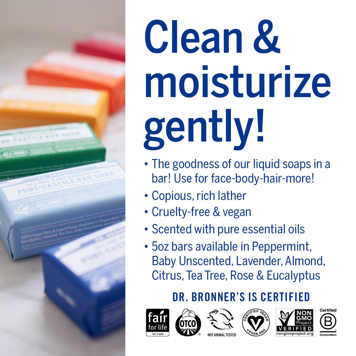 Dr. Bronner's packaging uses 100% post-consumer recycled wrappers.