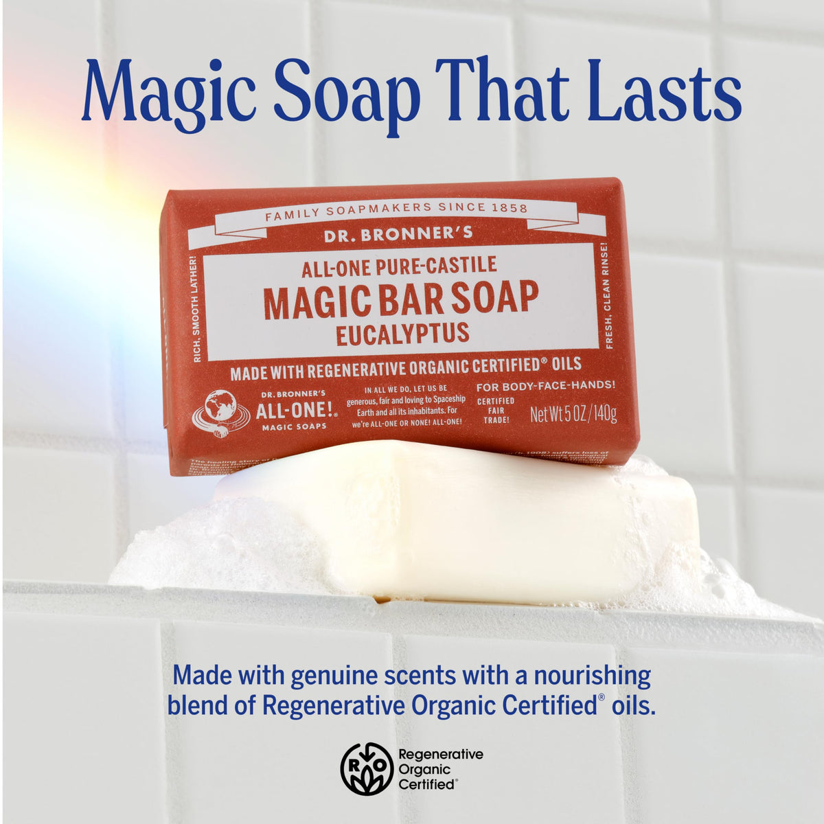 Magic Bar Eucalyptus creates rich lather for a refreshing cleanse in the shower.