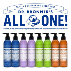 Dr. Bronner's 236ml recycled bottle promotes sustainable packaging.
