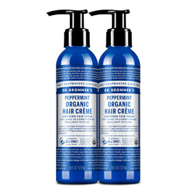 Dr. Bronner's Organic Hair Creme Peppermint jar close-up showing nourishing cream